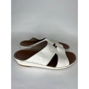 Barjeel Sandals Slides Women Size 7.5 White Leather Comfort Walking